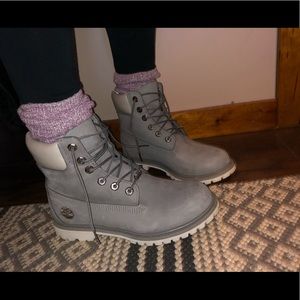 Gray Timberland boots